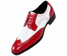 Bolano Style Elwyn Smooth Wingtip features a two-tone upper white smooth inset and black smooth wing and back. A classic spectator wingtip style! Black and White Smooth Manmade Upper Lace-Up Non-Leather Outsole with Blocked Heel Mens Wingtip Shoes, White Dress Shoes Men, Red Leather Shoes, Red And White Dress, White Dress Shoes, Wingtip Shoes, Oxford Shoes Men, Shoes Luxury, Brogue Shoes