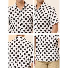 The summer polka-dot shirt features the color block design, fashion, and stylish when wearing. With charming timeless style color design, and eye-catching printing, these shirts have a variety of options for you to choose from. The shirt is suitable for vacations, walks, parties, and leisure places, such as Hawaiian beaches, camping, etc. Great gift for your friend, boyfriend, and your father. Polka Dot Short Sleeve Summer Shirt, Spring Short Sleeve Polka Dot Shirt, Polka Dot Summer Shirt With Buttons, Summer Polka Dot Tops With Button Closure, Polka Dot Tops With Button Closure For Summer, Casual Polka Dot Button-up Shirt, Summer Collared Polka Dot Shirt, Summer Polka Dot Collared Shirt, Summer Short Sleeve Polka Dot Top