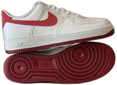 Nike Air Force 1 Low-top Red Sole For Streetwear, Nike Air Force 1 Low-top With Red Sole, Nike Air Force 1 Casual Low-top With Red Sole, Casual Nike Air Force 1 With Red Sole Low-top, Nike Air Force 1 University Red Low-top For Sports, Nike Air Force 1 With Red Sole Lace-up, University Red Nike Air Force 1 Low-top For Sports, Nike Air Force 1 Lace-up With Red Sole, Nike Air Force 1 With Red Sole In White