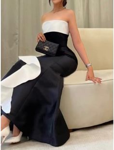 A-Line Evening Gown Elegant Dress Formal Ankle Length Black Dress Sleeveless Strapless Satin with Ruffles 2024 Black Dress Sleeveless, Gown Elegant, Wedding Party Accessories, Dresses Formal Elegant, Evening Gowns Elegant, Evening Dresses Cocktail, Black Sleeveless Dress, Dress Formal, Wedding Bridesmaid Dresses