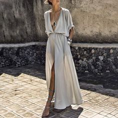 Batwing Sleeve Pattern, Plain Maxi Dress, Pocket Maxi Dress, Womens Long Dresses, Bohemian Maxi Dress, Langer Rock, Split Maxi Dress, Dress Stores Online, Looks Street Style