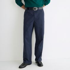 Giant-fit chino pant Stone Chinos, Brown Chinos, Navy Blue Flats, Navy Blue Chinos, Everyday Pants, Blue Chinos, Tapered Trousers, J Crew Men, Mens Chinos