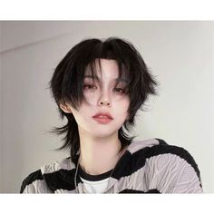 Natural Black Brown Lace Mullet Men's Wig Cool Short - Etsy 日本 Short Hair Clothes Style Fashion, Short Straight Hair Masculine, Mullet Hairstyle Drawing Reference, Anime Hair Reference Men, Short Cool Haircuts, How To Style Mullet, Jellyfish Haircut Men, Men Hair Ideas, Mullet Drawing