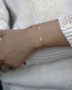 Personalize 14k solid gold initials Bracelet. Simple, minimalist everyday necklacePerfect Gifts for her Each initial measures approx. 4.8mm, You can add up to 5 Initials Available in 14K Yellow Gold or 14K White Gold Initials Bracelet, Initial Bracelet Gold, Gold Initial Ring, Everyday Bracelet, Bracelet Simple, Letter Bracelet, Initial Necklace Gold, Stylish Bracelet, Initial Ring