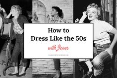 vintage style outfits 1950s Fifties Outfits 1950s, Marilyn Monroe Jeans Outfit, How To Dress Like The 50s For Women, Audrey Hepburn 1950s Fashion, 1950s Womens Fashion Casual, 1950s Jeans Outfit For Women, 1950s Aesthetic Outfits, 50s Fashion For Women 1950s, Easy 50s Outfit