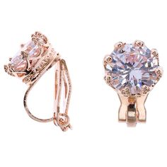 Feel like royalty with these stunning clip on earrings. The rose gold-tone setting is shaped like a beautiful crown fit for a queen. Finish: Rose gold-tone Diameter: 8MM Shape: Round Setting: 8 prong Closure: Clip on Material: Cubic zirconia - Claire's Rose Gold Cubic Zirconia Round Clip On Earrings - 8MM Royal Family Jewels, Earrings Kids, Fake Earrings, Magnetic Earrings, Fashionable Jewelry, Crystal Rose, Western Jewelry, Gold Crystal, Girls Earrings