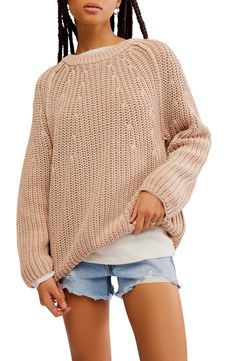 Free People Take Me Home Cotton Sweater | Nordstrom Oversized Comfy Chunky Knit Sweater, Oversized Comfortable Knit Sweater, Everyday Relaxed Fit Chunky Knit Sweater, Everyday Chunky Knit Sweater In Relaxed Fit, Everyday Chunky Knit Sweater With Relaxed Fit, Comfortable Relaxed Fit Knit Sweater, Relaxed Fit Knit Sweater, Comfy Chunky Knit Sweater With Cozy Fit, Comfy Cozy Fit Chunky Knit Sweater