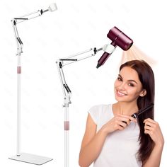 PRICES MAY VARY. REAL HANDS-FREE NOW: The Vivnoon hair dryer holder is designed for beautiful and elegant hairstyles, providing more stable stand for your blow dryer 1.68M ADJUSTABLE HEIGHT: The hair dryer stand height is adjustable with the maximum height of 66.14 inch(168 cm), so that you can adjust to your right height without bending over while blowing your hair 99% HAIR DRYER COMPATIABLE: The clip can compate to 99% hair dryer on the market, Metal material bracket will keep stable even it w Hands Free Hair Dryer, Blow Dryer Holder, Heavy Hair, Hair Dryer Stand, Dryer Stand, Hair Dryer Holder, Structural Design, Hair Dryers, Blow Dryer