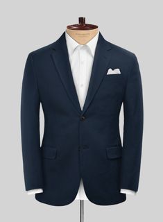 For a polished-looking suit in a pinch, our Scabal Dark Navy Cashmere Cotton Suit is a hidden gem. Tailored from a combination of cotton and cashmere, it can keep you warm in colder weather and cool during hotter days. Its dark navy colorway with a plain weave boasts the charm and appearance of one far more expensive. It will be your ticket to the title of the best-dressed man at a lifetime of summer weddings or any room. 
  Look Includes    Scabal     Dark     Navy     Cashmere     Cotton  Fabr Luxury Cotton Semi-formal Suits, Tailored Cotton Suit With Welt Pockets, Tailored Cotton Suits With Welt Pockets, Semi-formal Long Sleeve Cotton Suits, Cotton Long Sleeve Suits For Semi-formal Occasions, Classic Cotton Suit With Notch Lapel, Classic Cotton Suit For Work, Classic Cotton Business Casual Suits, Luxury Cotton Suits With Notch Lapel