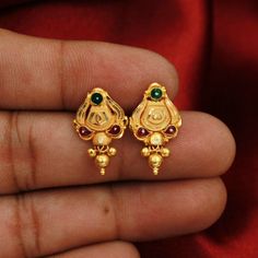 Beautiful yellow gold earrings Gold Purity- 22k yellow Gold Length - 2 cm Width - 1.3 cm Weight - 2.39 grams approx 22k Gold Hand Set Jhumkas As Gift, Gift 22k Gold Hand Set Jhumkas, Meenakari Earrings For Marriage And Festivals, Gold Kundan Earrings For Marriage, Festive Kundan Earrings For Marriage, 22k Gold Jewelry With Matching Earrings For Puja, Gold Chandbali Earrings For Marriage, Gold Chandbali Earrings For Wedding, Temple Style Bridal Earrings In 22k Gold