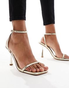 Simmi London Damira strappy barely there sandal in gold | ASOS Gold Ankle Strap Heels With Buckle Closure, Gold Ankle Strap Sandals For Night Out, Gold Heels With Single Toe Strap For Night Out, Glamorous Gold Ankle Strap Sandals, Gold Heels With Buckle Closure For Formal Occasions, Gold Heel Strap Sandals For Night Out, Gold Sandals With Heel Strap For Night Out, Gold Strap Sandals For Evening, Gold Ankle Strap Heels For Night Out