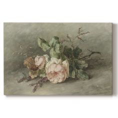 a painting of flowers on a gray background