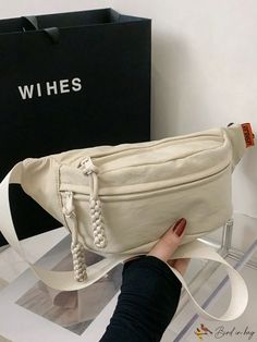 BirdinBag - Minimalist Beige Fanny Pack with Zipper Closure Beige Bag, Waist Bags, Word Wrap, Bum Bag, Waist Pack, Acrylic Material, Sling Bag, Fanny Pack, Fashion Bags