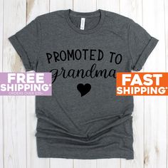 Granny Shirt - Promoted to Grandma T-Shirt - Nana Tee Shirt - Shirt for Grandma - Mother's Day Gift for Grandma - Grandma to be Top Shirts 》》》》FAVORITE OUR SHOP TO GET AMAZING DEALS EVERY WEEK!《《《《 Click Below https://www.etsy.com/shop/GreyisthenewblackCo + Poly/Cotton Blend + Exclusive T-shirt branded unisex tee designed and printed in the USA. + Professionally printed super soft funny and awesome tees. + Our lightweight fitted tees are made from ultra soft ringspun cotton to get that comfortab Pre-shrunk Crew Neck T-shirt For Mother's Day, Mother's Day Crew Neck Tops With Funny Text, Pre-shrunk Crew Neck Shirt As Gift, Short Sleeve Tops With Text Print For Gift, Cotton T-shirt With Slogan For Gifting, Relaxed Fit Screen Print Top As Gift, Graphic Tee With Slogan As A Gift, Graphic Tee With Slogan As Gift, Funny Pre-shrunk Tops For Mother's Day