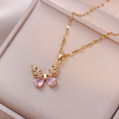 Material: Titanium Steel Fashion Element: Petals Style: Affordable luxury style Butterfly Jewelry Necklace, Ethereal Jewelry, Pretty Jewelry Necklaces, Romantic Jewellery, Butterfly Pendant Necklace, Girly Accessories, Classy Jewelry, Fancy Jewellery, Jewelry Lookbook