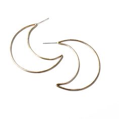 Hey moon mama, illuminate your beauty with the Correne hoops. She's lightweight and will wonderfully compliment your celestial spirit.16ga wire in open moon shape with stud backingApproximately 1.5” tall and .75” at widest.Available in 14k gold plated over eco brass and sterling silver. Celestial Style Hoop Earrings For Everyday Wear, Minimalist Moon-shaped Pierced Hoop Earrings, Adjustable Hoop Earrings With Moon Charm, Adjustable Moon Charm Hoop Earrings, Gold Hoop Jewelry With Moon Phase Detail, Minimalist Crescent Hoop Earrings With Moon Charm, Crescent Hoop Earrings With Ear Wire, Nickel-free Moon-shaped Hoop Earrings, Nickel-free Moon Shaped Hoop Earrings