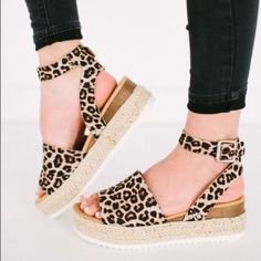 Our Best Selling Espadrilles From Last Year Back In A New Design. Animal Print Run Half Size Big According To Majority Of Our Customer Base. Sooo Comfy! Casual Leopard Print Sandals For Spring, Casual Wedge Sandals With Woven Sole And Round Toe, Casual Closed Toe Wedge Sandals For Outings, Casual Wedge Sandals For Beach Season Day Out, Spring Casual Wedge Sandals, Spring Casual Flat Heel Wedge Sandals, Trendy Leopard Print Sandals With Round Toe, Trendy Leopard Print Round Toe Sandals, Spring Casual Espadrille Wedge Sandals