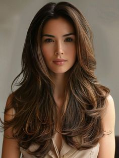 Long Layer Hairstyles, Trending Haircuts For Long Hair, Layered V Cut Hair, Brunette Long Layers, Medium Long Layered Haircuts, Invisible Layers, Layered Haircuts For Long Hair, Body Images