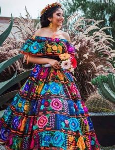 Colorful Chiapas Style Dress. Custom-made Hand Embroidered | Etsy Chiapas Dress, Quinceanera Dresses Mexican, Mexican Quinceanera Dresses, Traditional Mexican Dress, Mexican Wedding Dress, Quince Dresses Mexican, Mexican Embroidered Dress, Vietnamese Wedding, Silver Cocktail Dress