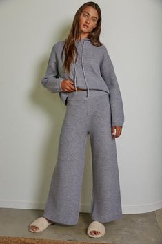 BOTTOMS ATHLIESURE SETS LOUNGEWEAR Details: Ribbed Gray Sweater Knit Material Thick & Heavyweight Optional Set Loungewear Outfit, Beach Towel Bag, Cropped Graphic Tees, Heeled Mules Sandals, Cardigan Crop, Gray Sweater, Sweater Knit, Hat Shop, Knitting Materials