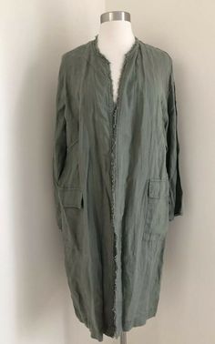 New Zara Oversized Linen Jacket Cardigan Coat Color: Khaki Olive Green Size: Small DETAILS: Round neck long-sleeved jacket. Front patch pockets with flaps. Back vent. Frayed finish. RETURNS: Buyer MUST notify if a return is desired within 3 days of receiving purchase. The item must be shipped within 30 day period. Item must be in same condition as received (all tags attached, must be in new, unworn condition). Upon receipt of the item and confirmation of its condition, we will issue a purchase p Oversized Khaki Outerwear With Flap Pockets, Oversized Khaki Outerwear With Patch Pockets, Oversized Khaki Utility Jacket With Pockets, Oversized Khaki Shacket With Pockets, Oversized Khaki Shacket With Flap Pockets, Oversized Khaki Utility Jacket With Multiple Pockets, Oversized Utility Outerwear With Pockets, Khaki Utility Jacket With Patch Pockets, Utility Shacket With Multiple Pockets And Long Sleeves