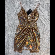 Champagne/Rose Gold/Iridescent* Size Small *Nwt Iridescent Dresses For Summer Parties, Summer Party Iridescent Dresses, Iridescent Sleeveless Party Dresses, Iridescent Dress For Spring Night Out, Iridescent Dress For Night Out In Spring, Spring Iridescent Dress For Night Out, Sleeveless Iridescent Mini Dress, Long Sleeve Sparkly Dress, Fashion Nova Black Dress