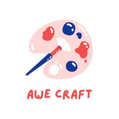 the words awe craft are painted in red, white and blue with paintbrushes