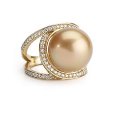 Elegant Orbital Golden pearl ring finished with a swirling diamond celestial surround that carries down the widely split shank. The golden pearl measures 15mm and the single set diamonds weigh approximately 0.80cts. The Orbital Ring can be sized and can be custom made with other pearls. Luxury Gold Pearl Ring For Engagement, Luxury Victorian Pearl Ring For Formal Events, Luxury Rose Gold Pearl Ring In Fine Jewelry Style, Luxury Pearl Ring With Intricate Design, Luxury Rose Gold Pearl Ring With Diamond Accents, Luxury Gold Pearl Ring For Wedding, Luxury Gold Elegant Pearl Ring, Luxury Classic Pearl Ring For Formal Occasions, Luxury Open Pearl Ring For Wedding