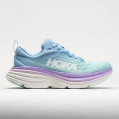 HOKA Bondi 8 Women's Airy Blue/Sunlit Ocean – Holabird Sports Bondi 8 Hoka, Hoka Sneakers, Cna Life, Hoka Bondi 8, Cute Summer Shirts, 2024 Wishlist, Running Apparel, Shoe Technology, Hoka Shoes