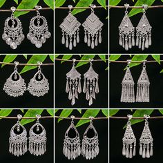 Material: Alloy Fashion Element: Circle, Triangle, Ellipse Style: Ethnic Style Silver Metal Chandelier Earrings With Tassels, Bohemian Metal Dangle Tassel Earrings, Bohemian Metal Tassel Dangle Earrings, Silver Bohemian Tassel Earrings, Bohemian Metal Chandelier Earrings With Tassels, Tassel Metal Earrings For Festival, Metal Tassel Earrings For Festival, Elegant Tassel Chandelier Earrings For Festivals, Elegant Festival Chandelier Earrings With Tassels