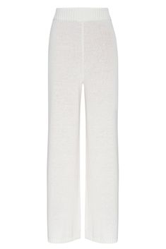 Hamilton Island Pant - White Knit Bottoms For Lounging, Knit Trousers For Loungewear, Solid Knit Lounge Pants, Comfortable Knit Lounging Bottoms, Knit Wide-leg Loungewear Pants, Comfortable Knit Loungewear Bottoms, Comfortable Knit Bottoms For Lounging, Knit Pants For Loungewear, Cozy Wide Leg Knit Pants