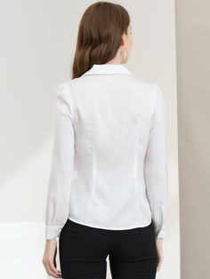 Shop Allegra K for Elegant Collar Blouse Long Sleeve Work Office Satin Button Down Shirt you are looking for, get more women's Blouses for yourself. Order now! Free Returns！ Satin Button Down Shirt, Satin Button Up, Business Casual Shirts, Blouse Long Sleeve, Satin Shirt, Notch Collar, Color Fabric, Collar Blouse, Work Office