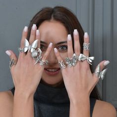 , , , ❀ I made this Silver Butterfly ring for you, to make you look elegant. A Boho Statement ring that can fit perfectly to all styles. You will look elegant when you wear this Chunky Long ring. Large Ring stands out with flashy designs. If you have a modern and rebellius style, this SEO is for you. ❀ It is a Bohemian ring with sterling silver plated matte finish. ❀ All the Ethnic Tribal rings are adjustable in the back. Rings are easy to adjust and would fit fingers size US 4 and up ❀ If you a Bohemian Sterling Silver Butterfly Ring, Bohemian Nickel-free Metal Rings, Nickel-free Silver Sterling Butterfly Ring, Bohemian Butterfly Sterling Silver Necklace, Unique Nickel-free Sterling Silver Butterfly Ring, Anniversay Gifts, Full Finger Rings, Long Ring, Bohemian Rings