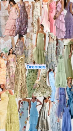 many different types of dresses are shown in this collage with the same color and pattern