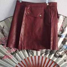 Zara Red Leather Skirt. Faux Leather. Size S. Chic Red Mini Skirt For Fall, Chic Burgundy Skirt For Night Out, Chic Burgundy Skirt For Spring, Red Zara Mini Skirt, Chic Burgundy Skirt, Chic Red Zara Mini Skirt, Chic Red Mini Skirt By Zara, Elegant Red Zara Skirt, Chic Burgundy Mini Skirt