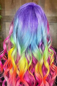 Fun Hair Color Ideas, Rainbow Hair Ideas, Rainbow Hair Color Ideas, Oil Slick Hair, Brunette Girls, Mermaid Hair Color, Rainbow Braids