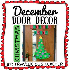 a christmas door decoration with the words, december door decor deck the hall hales