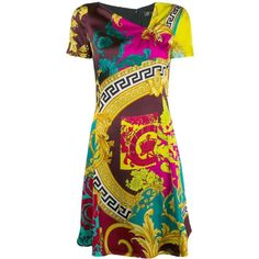 Versace Short Dress, Vestidos Versace, Versace Print, Versace Shorts, Silk Dress Short, Versace Dress, Designer Cocktail Dress, Linnet, Greek Key