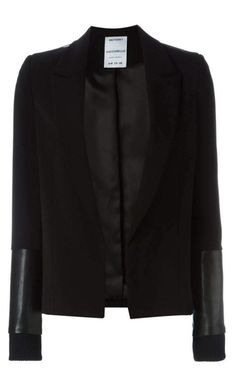 Anthony VaccarelloBlack Pinned Contrast Sleeve Blazer - Runway Catalog Chevron Outfit, Studded Collar, Jackets Black, Black Pins, Anthony Vaccarello, Luxury Women Fashion, Crepe Dress, Black Blazers, Rivets