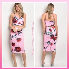 Nwt! Floral Skirt And Crop Top With Exposed Zipper. Dollhouse Dress Shop Size Small True To. Size May Be Able To Fit Xs Too. Fitted Pink Midi Dress, Red Midi Dress For Spring, Casual Pencil Skirt Dresses For Spring, Casual Rose Print Skirt For Summer, Casual Summer Skirt With Rose Print, Fitted Rose Print Skirt For Summer, Casual Rose Print Summer Skirt, Dollhouse Dresses, Skirt And Crop Top