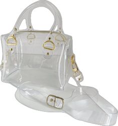 Clear Crossbody Shoulder Bag For On-the-go, White Bags With Clear Strap For On-the-go, Clear Shoulder Bag With Detachable Strap For Travel, Trendy Clear Crossbody Satchel, Trendy Clear Bag With Adjustable Strap, Clear Satchel Bag For Travel, Clear Travel Shoulder Bag, Clear Travel Bag With Detachable Strap, Clear Rectangular Satchel For Travel