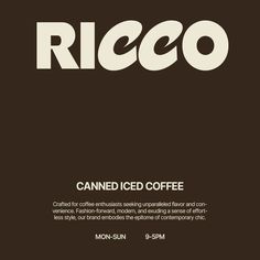 a poster with the words ricoo on it and an image of a coffee cup