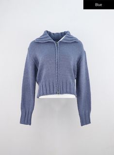 oversized-zip-up-knit-sweater-in330 / Blue Fitted Casual Cardigan With Zipper, Casual Workwear Sweater With Zipper Closure, Casual Workwear Sweater With Zipper, Blue Casual Top With Zipper Closure, Blue Cotton Top With Zipper Closure, Blue Cotton Tops With Zipper Closure, Casual Blue Top With Zipper Closure, Blue Cotton Outerwear With Zipper Closure, Gray Light