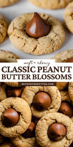 soft and chewy peanut butter blossoms are the perfect dessert for valentine's day