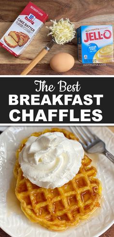 the best breakfast waffles with whipped cream on top