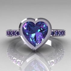 Amethyst Cz Heart Ring - Size 7. Brand New, In Box. Beautiful Deep Purple Color And Very Sparkly. Anting Manik, Heart Shaped Ring, Amethyst Wedding, Alexandrite Ring, Purple Jewelry, Purple Stones, Purple Heart, I Love Jewelry, Pretty Jewellery