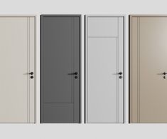 three doors are shown in different colors and sizes