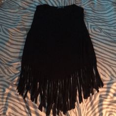 Brand New Never Worn Black Tank Great For A Night Out Dancing! Black Fringe Top For Night Out, Sleeveless Black Top With Fringe, Black Fringe, Black Tank, Wearing Black, Night Out, Dancing, Womens Tops, Festival