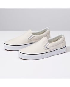 Vans | Classic Slip-On Birch/True White Shoe White Slip On Vans, White Outfits For Women, Slip On Vans, Plum Wine, White Shoe, Vans Slip On, White Slip, Style Jeans, Vans Classic Slip On