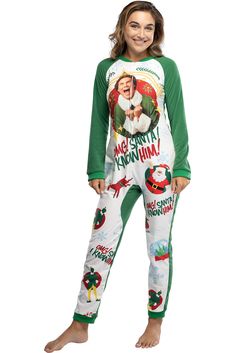 PRICES MAY VARY. THESE ARE ELF PAJAMAs, GUARANTEED - Intimo specializes in high-quality, robes, sleepwear, and underwear. You can be sure that these products are made with true fans in mind! SOFT AND WARM - This raglan-style footless sleeper features an all-over print of Santas, reindeer, snowflakes and Buddy silhouettes, along with a large picture graphic of an excited buddy and the words OMG! Santa! I Know Him! The sleeves and back are a contrasting green that matches Buddy's Elf Suit color A Omg Santa I Know Him, Elf The Movie, Elf Suit, Cute Christmas Pajamas, Womens Pj Sets, Elf Pajamas, Santa I Know Him, Womens Christmas Pajamas, Pajama Outfit